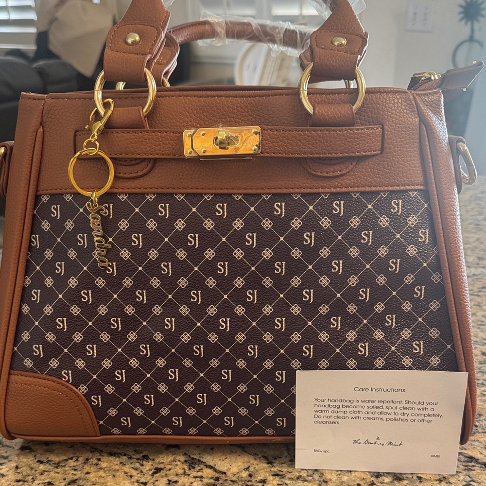 The Danbury Mint Brown Tote Bag with Gold Hardware